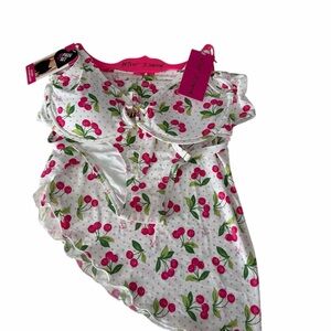 Betsey Johnson Pink Cherry 3 Piece Bikini Set With Sarong Size M NWT